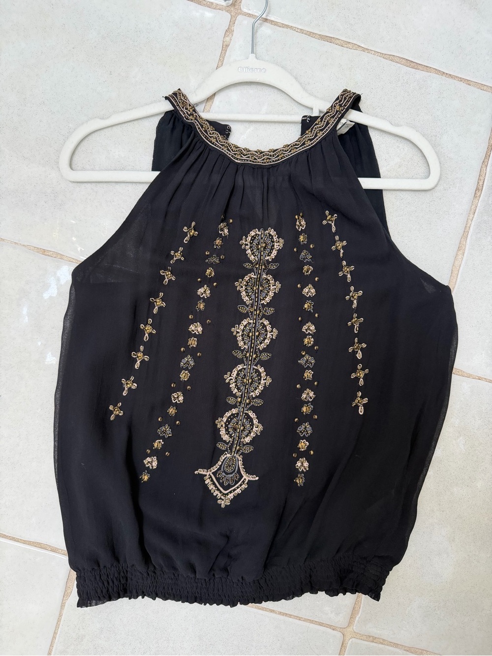 Joie Black High Neck with Gold Beading